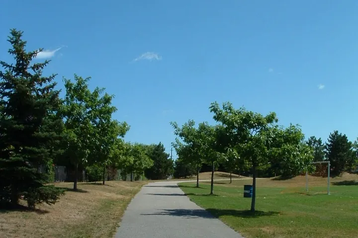 Ground-level view of Harvie Park