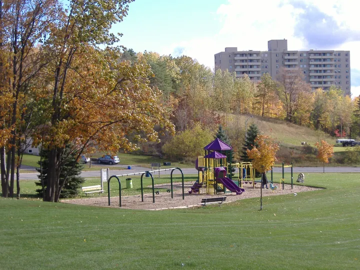 Ground-level view of Leacock Park