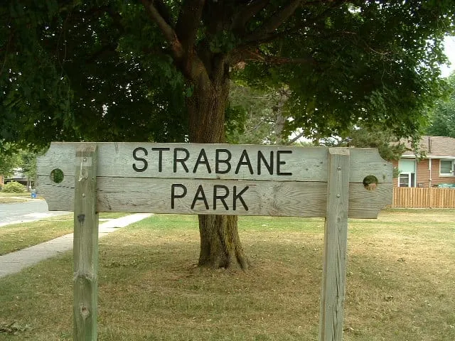 Ground-level view of Strabane Park